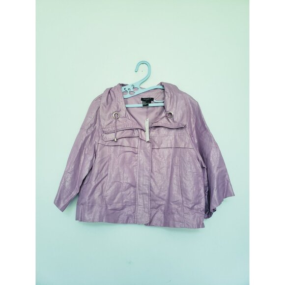 Sandro Sportswear Womens L Cropped Jacket Metallic Lavender Linen Blend NWT - Picture 1 of 6
